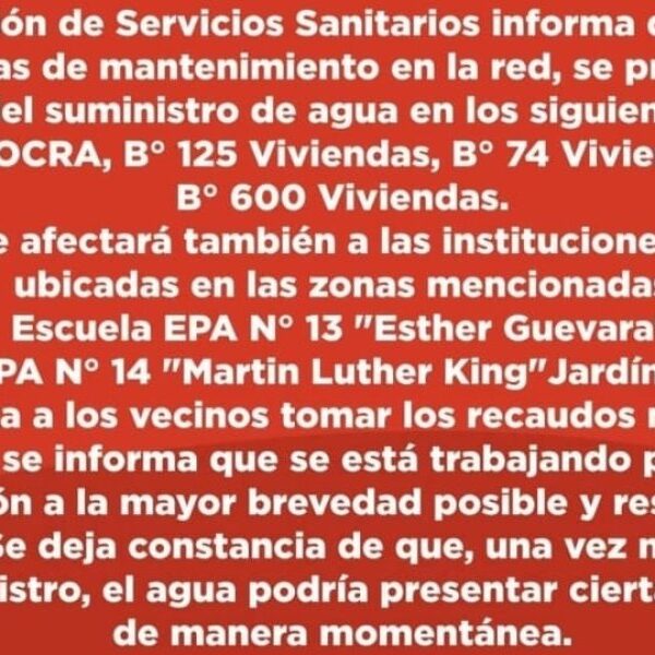 Corte de agua en La Punta: Trabajan en la reparación de un caño maestro y varios barrios se ven afectados