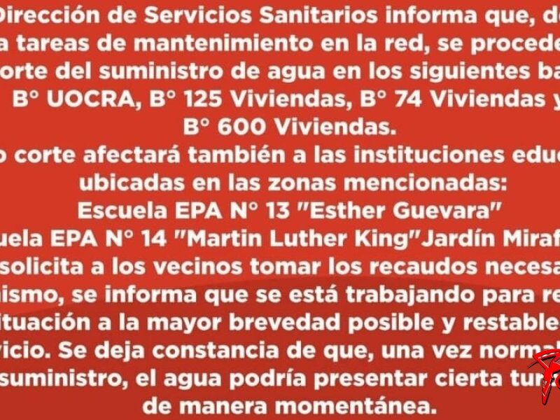 Corte de agua en La Punta: Trabajan en la reparación de un caño maestro y varios barrios se ven afectados
